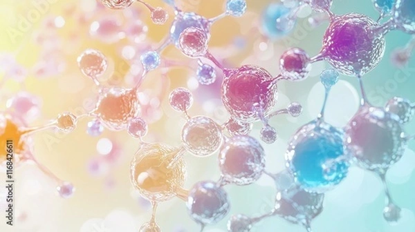 Fototapeta Visualization of antioxidant enzymes combatting free radicals in digital microcosm