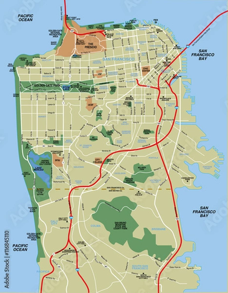 Obraz Mapa wektorowa San Francisco