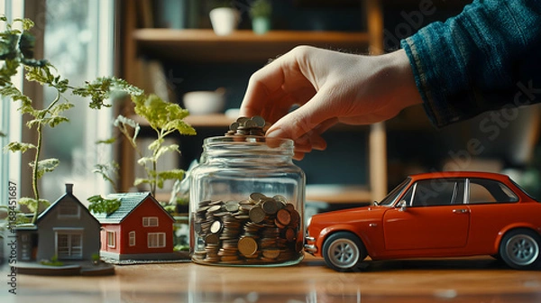 Obraz Saving money for house and car future goals
