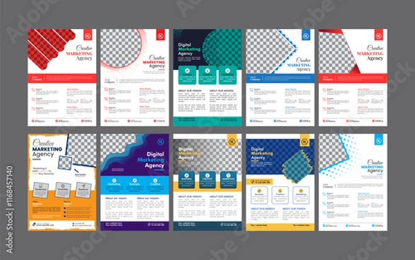 Fototapeta Business flyer design corporate flyer template geometric shape poster design brochure gradient abstract magazine background space for photo