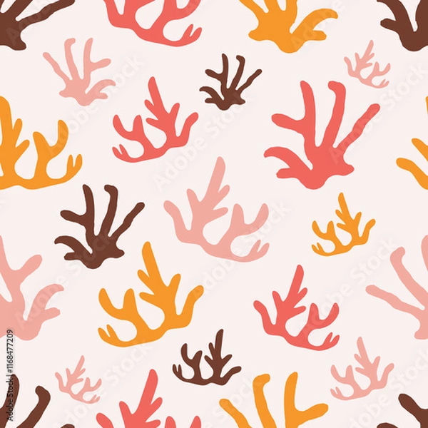Fototapeta sea coral colorful seamless pattern for wallpaper and textile