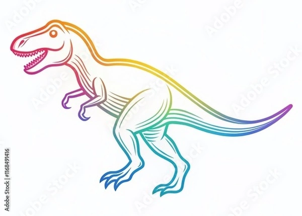 Fototapeta Cold Gradient Line Art Prehistoric Dinosaur Long Exposure Stock Photo