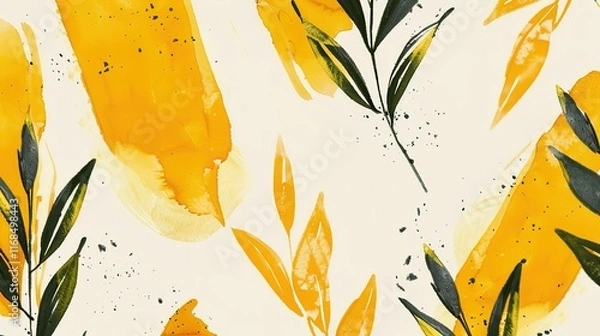 Obraz mustard yellow seamless pattern wallpaper