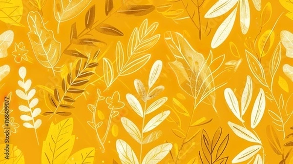 Obraz mustard yellow seamless pattern wallpaper