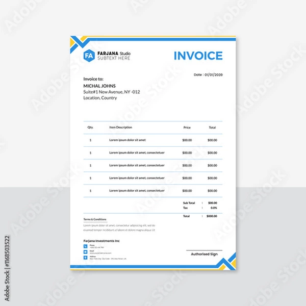 Fototapeta Creative invoice design template