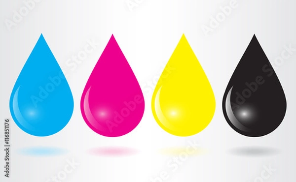 Obraz CMYK ink drops.