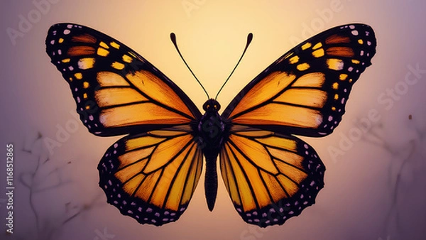 Fototapeta A Butterfly portrayed as a Victorian Silhouette Portrait