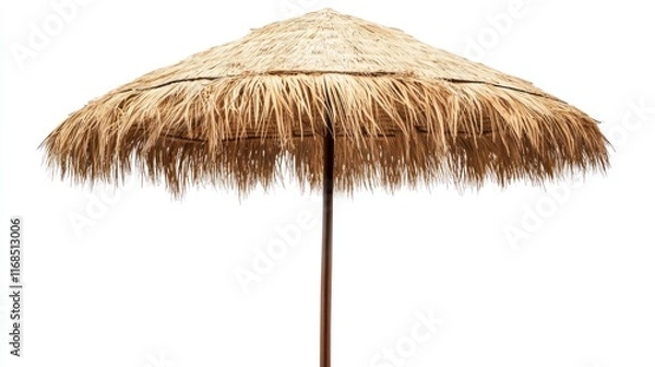 Fototapeta Thatched umbrella providing shade for outdoor relaxation