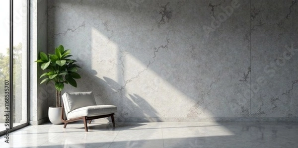 Obraz Empty room with abstract grey wall and sleek furniture, design, furniture