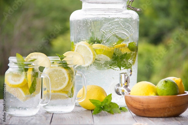 Obraz Fresh homemade lemonade with ice