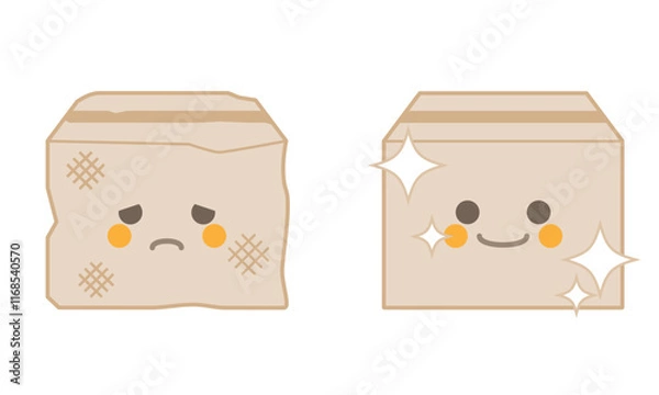 Obraz キレイな段ボールとデコボコの段ボール