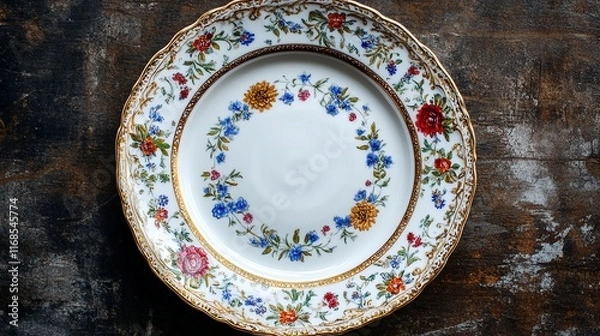 Fototapeta Elegant porcelain plate with decorative patterns