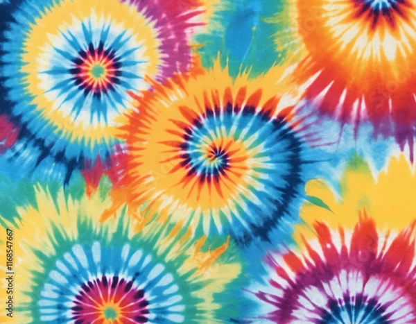 Fototapeta abstract tie dye multicolor fabric cloth boho pattern texture for background flyer, poster, kid tie-dye diy backdrop, modern watercolor wet brush fabrics art 