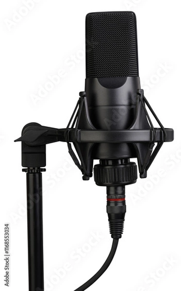 Fototapeta Professional microphone isolated. Podcast or recording studio