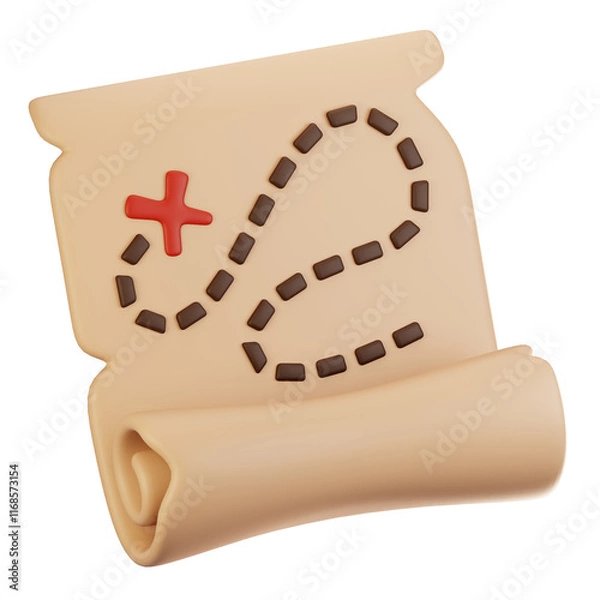 Fototapeta 3d rendering adventure game icon concept. 3d render map icon