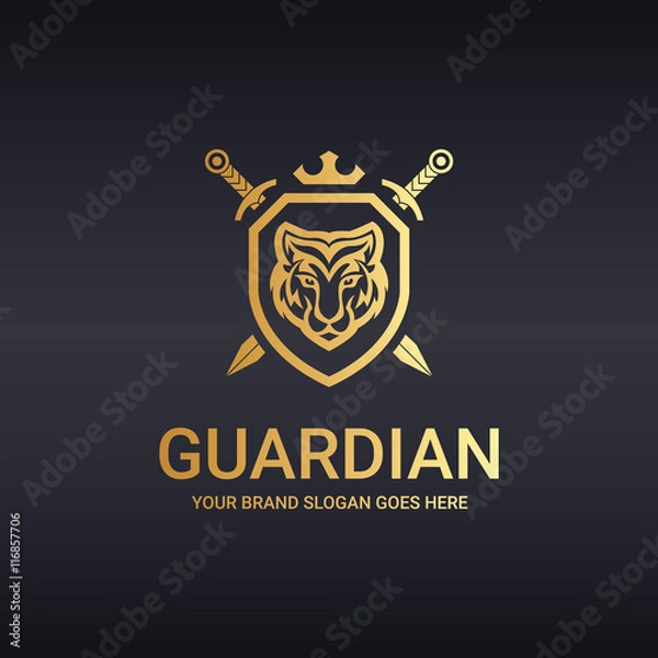 Obraz Guardian logo. Tiger shield. Warrior logo.