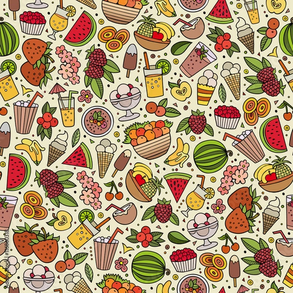 Fototapeta Cartoon summer time seamless pattern