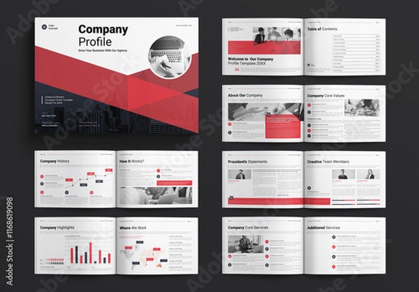 Obraz Company Profile Template Brochure Design Layout Landscape
