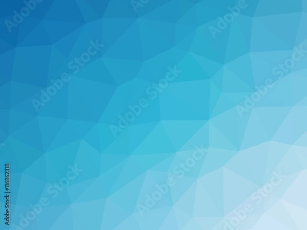 Fototapeta Abstract turquoise blue gradient low polygon shaped background