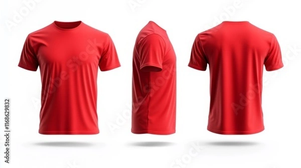 Fototapeta Oversized Burgundy T-shirt Mockup on White Background. Generative AI
