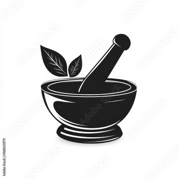 Fototapeta Design of mortar and pestle icon logo illustration isolated on white background