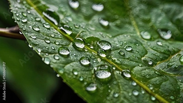 Obraz water drops on a leaf