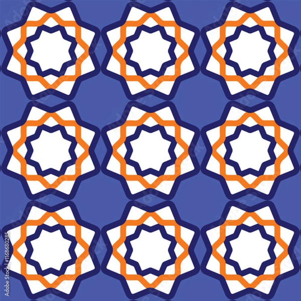 Fototapeta Enhance your designs with this vibrant and colorful Islamic pattern background. Perfectly tiled, this vector template is ideal for creative projects, from web design to print materials.