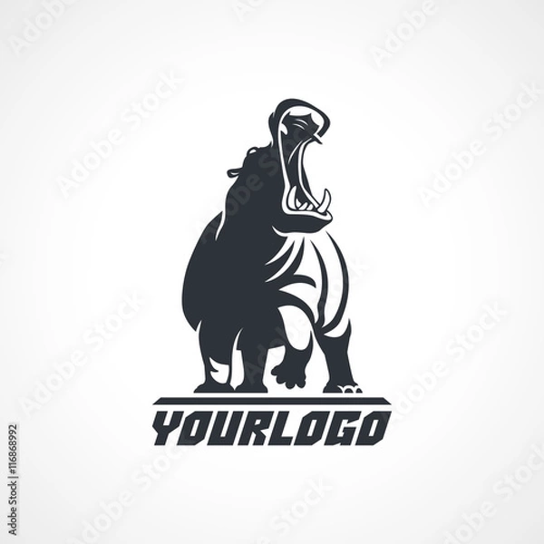 Obraz Logo Hippopotamus na białym tle