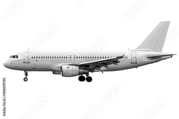 Obraz Isolated White Airplane Side View