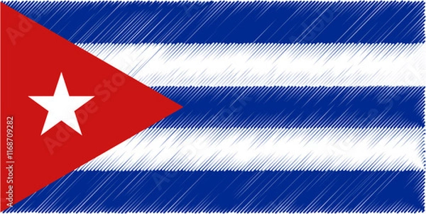 Fototapeta Cuba Revolution Day January 1. Scribble style Cuba flag vector background. Poster, card, banner.