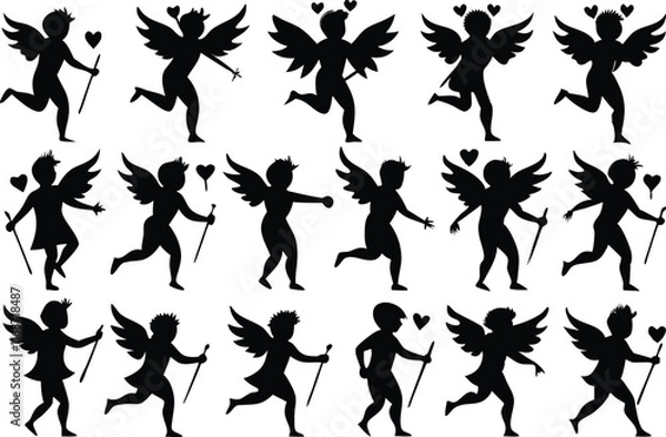 Fototapeta set of minimalist cupid bundle silhouette vector 