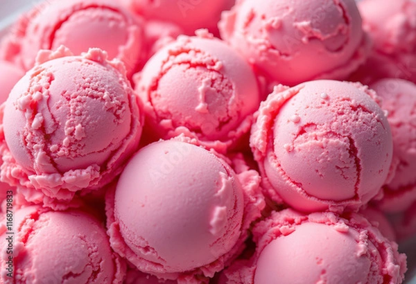 Fototapeta A photo of multiple scoops of pinkish-red ice cream
