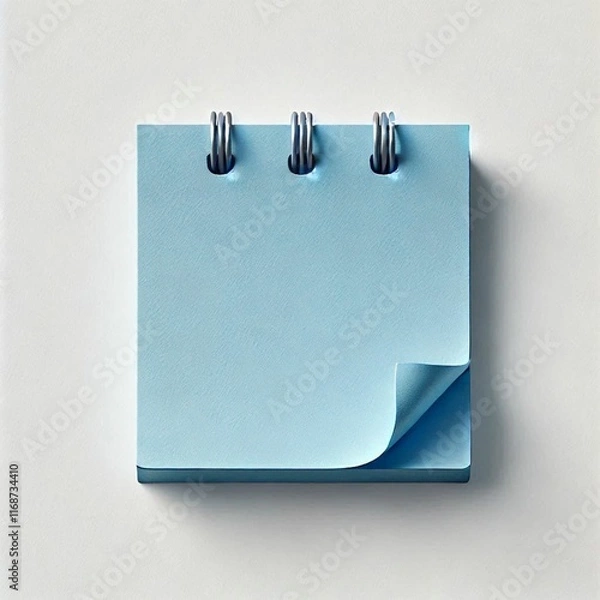 Obraz Blue sticky note with a folded corner on white background