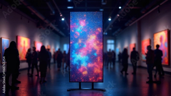 Obraz Vibrant Digital Artwork in Neon Colors Mesmerizes Gallery Visitors