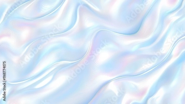 Fototapeta Soft blue satin waves abstract background digital art calm environment close-up view
