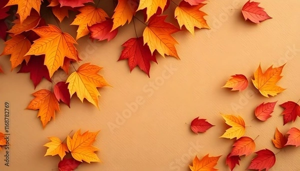 Fototapeta An autumn leaf textured background with ample space for adding text