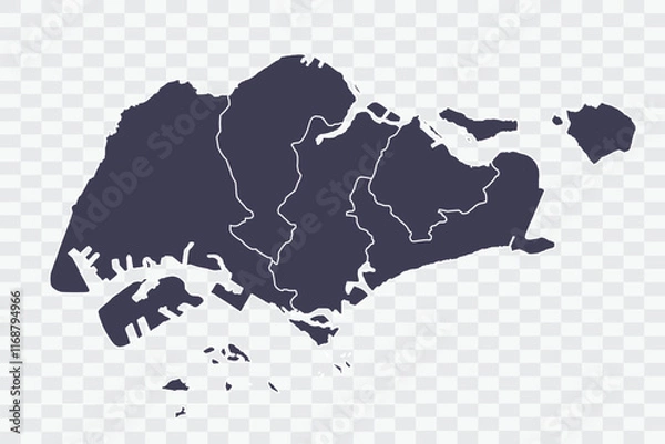 Fototapeta Singapore Map Slate Color on White Background quality files Png