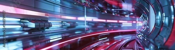 Fototapeta Innovative synchrotron light technology, research advancements, side view, emphasizing scientific progress, scifi tone, Analogous Color Scheme