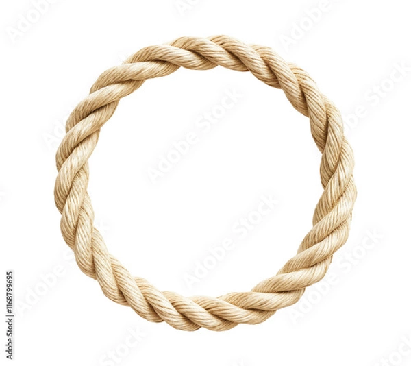 Fototapeta circle rope frame on isolated white background 