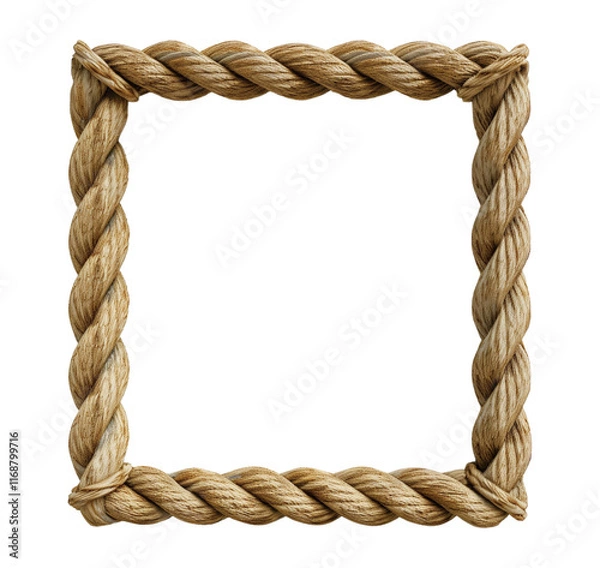 Fototapeta square rope frame on isolated white background 