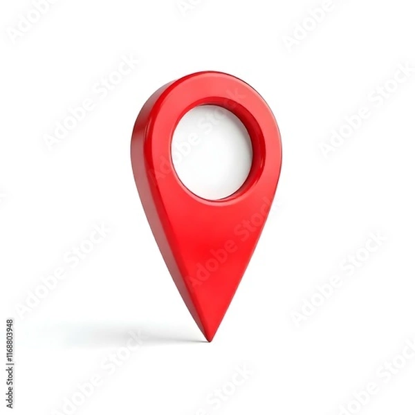 Fototapeta A large red 3D map pin icon on a white background
