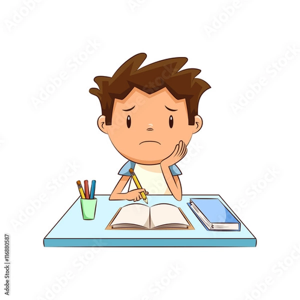Obraz Sad child, homework
