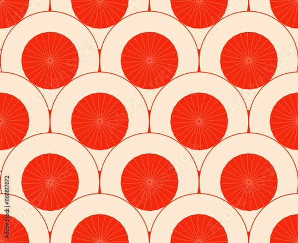 Fototapeta motif sans couture de style japonais écailles tuiles en rouge et ivoire