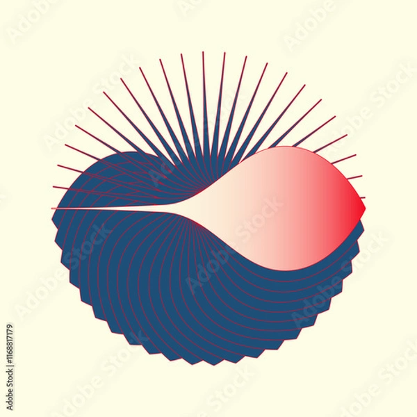 Fototapeta motif circulaire abstrait bleu ivoire œil fleur soleil 
