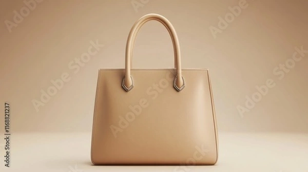 Fototapeta Elegant Beige Handbag on Simple Background for Fashion Photography