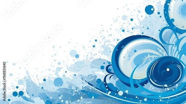 Obraz Abstract Blue Swirl Design With Splashes