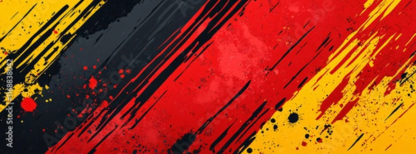 Fototapeta Abstract red, black and yellow background with grunge brush strokes. textures for poster and web banner design, perfect for extreme, sportswear, racing,