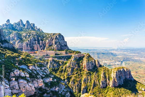 Obraz View of the Monastery of Montserrat in Catalonia, near Barcelona. Panorama from the top of the mountain.
