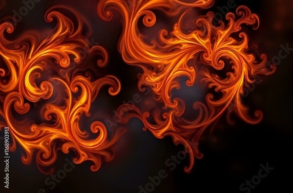 Obraz Vibrant Orange Fractal Flames Abstract Wallpaper