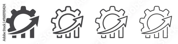 Obraz Set of improvement icons. Business chart with arrow in gear icon. Improvement sign. Quality control symbol. Vector illustration.